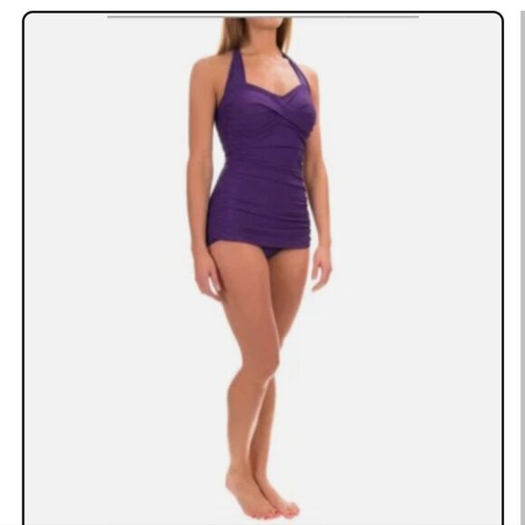 Miraclesuit Elegant Purple Swimsuit NWT Size 10 - Picture 1 of 8